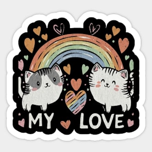 My Rainbow Cat is My Valentine Sticker